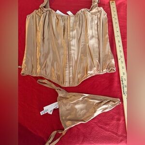 Victoria Secret Corset Satin Corset and Thong Set